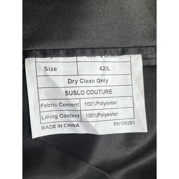 Men's Suslo Couture Black Silver Prom Homecoming Suit Jacket Blazer Size L/42 - Picture 5 of 5